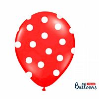 Latexový balónik s bodkami červený 30 cm