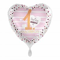 Fóliový balónik Prvé narodeniny Dievčatko CZ 43 cm