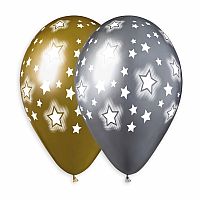 Balónik 33cm/13" SHINY Vesmírne hviezdy 50 ks