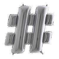 Fóliový symbol Hashtag # strieborný 102 cm