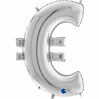 Fóliový symbol Euro € strieborný 102 cm