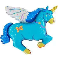 Fóliový balónik MINI Koník Jednorožec Modrý 35cm