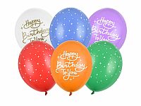 Latexové balóniky hviezdičky - Happy Birthday To You 30 cm - 6 ks