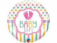 Fóliový balónik Kruh - Baby girl krôčiky 46cm