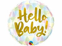 Fóliový balónik Kruh - Hello baby! 45cm