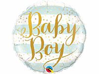 Fóliový balónik Kruh - prúžky Baby boy 45cm