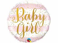 Fóliový balónik Kruh - prúžky Baby girl 45cm