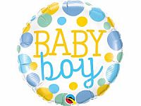 Fóliový balónik Kruh - Bodky Baby boy 46 cm