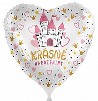 Fóliový balónik Krásne narodeniny - Princeznovský hrad - 43cm