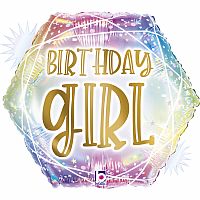 Fóliový balónik Birthday Girl Pastel Hexagon 46cm