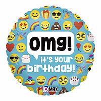 Fóliový balónik Emoji OMG Birthday 46cm