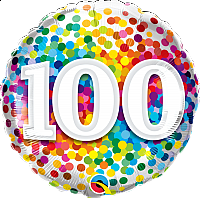 Fóliový balónik Kruh - Farebné Konfety 100 - 45cm