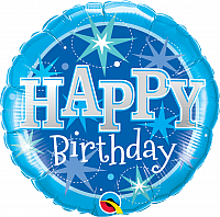 Fóliový balónik Kruh - BDAY Sparkle Modrý 45cm