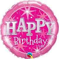 Fóliový balónik Kruh - BDAY Sparkle Ružový 45cm