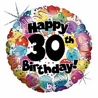 Fóliový balónik Okrúhly 30th HB Holographic 45cm