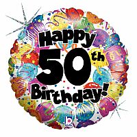 Fóliový balónik Okrúhly 50th HB Holographic 45cm