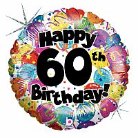 Fóliový balónik Okrúhly 60th HB Holographic 45cm