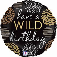 Fóliový balónik Wild Birthday Čierny 46cm