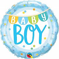 Fóliový balónik Kruh - Baby Boy girlanda modrý 45cm