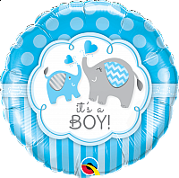Fóliový balónik Kruh - Sloníci It´s a boy! 46cm
