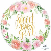 Fóliový balónik Kruh - Sweet Baby Girl 43cm