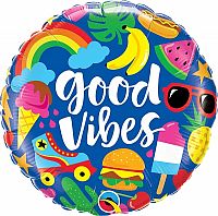 Fóliový balónik Kruh - GOOD VIBES 45cm