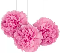 Dekorační závěsné pom pomy růžové 3ks, 23cm
