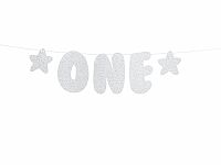 Závěsný baner "ONE" s hvězdičkami, stříbrný