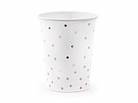 EKO papírové kelímky bílé s tečkami růžové 6ks/220ml