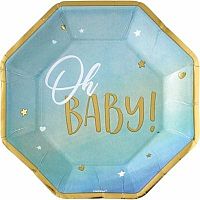 Talířky papírové - Oh Baby Boy 26,6cm, 8ks