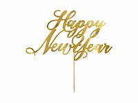 Dortová ozdoba "Happy New Year" zlatá