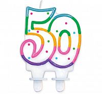 Svíčka dortová číslo 50 s puntíky 8cm