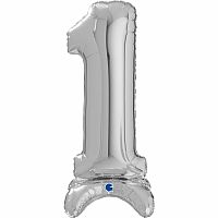 Fóliová číslice stojící stříbrná 1 - 64cm
