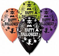 Balónek pastel 30 cm Happy Halloween potisk