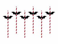 Papírová brčka Halloween - Netopýři 6 ks