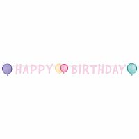 Party nápis Pastel Balloons Happy Birthday 150 cm
