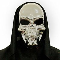 Halloweenská maska - Lebka - stříbrná
