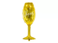 Fóliový balónik pohár sektu - zlatá Cheers 80 cm