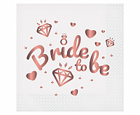 Ubrousky papírové bílé "Bride to Be" 33x33 cm/20 ks