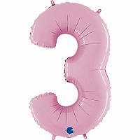 Číslice 3 pastelová růžová (66cm,26")