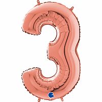 Číslice 3 rose gold (66cm,26")