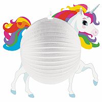 Závěsný lampion kulatý - jednorožec - 25 cm