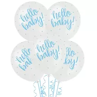Latexové balonky Hello Baby - modré 5 ks