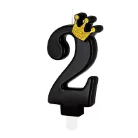Dortová svíčka číslo 2 - černá s korunkou 8,8 cm