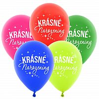 Latexové balonky mix barev - Krásné narozeniny 5 ks