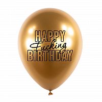 Latexové balonky - Happy Fuc..ng Birthday 5 ks - zlaté