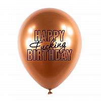 Latexové balonky - Happy Fuc..ng Birthday 5 ks - jantarové
