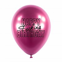 Latexové balonky - Happy Fuc..ng Birthday 5 ks - růžové