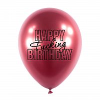 Latexové balonky - Happy Fuc..ng Birthday 5 ks - granátové jablko