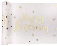 Stolová šerpa bílá Happy Birthday